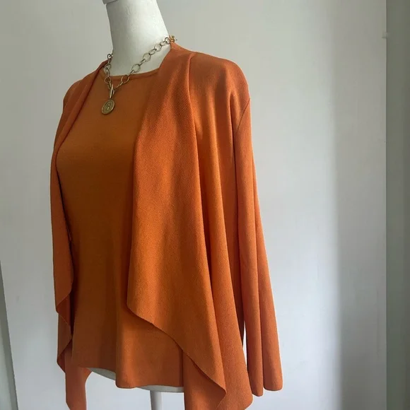 Per Se Orange 2 piece set Women's  Sweater Set - Picture 3 of 13